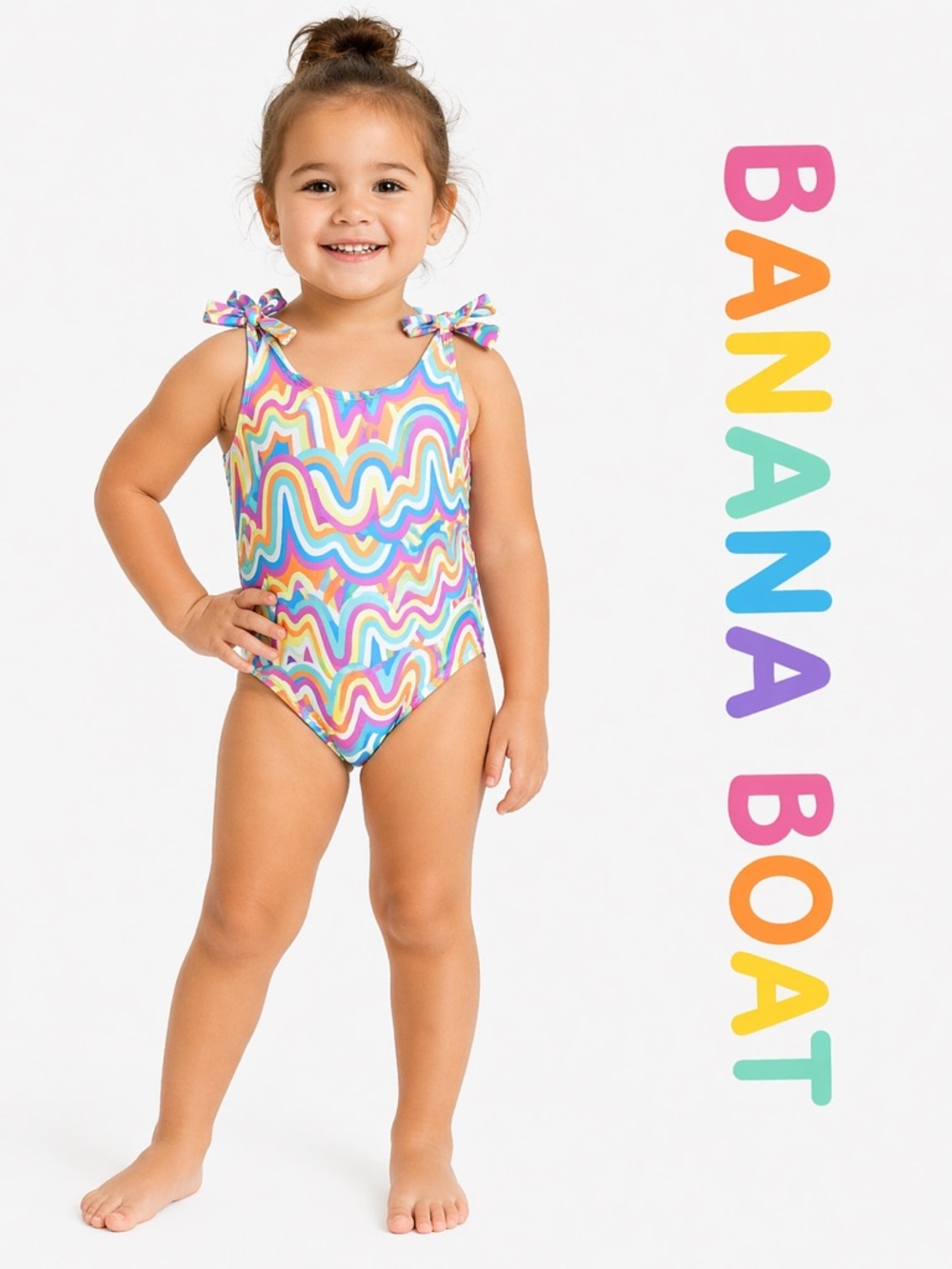 Banana Boat Rainbow One Piece Swimsuit Toddler Girls 2T NWOT